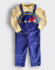 NWOT Mini Boden Woven Logo Overall Set Starboard Blue Farm