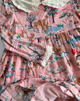 Pre-Loved Mini Boden Fall Lace Collared Dress Woodland Scenes
